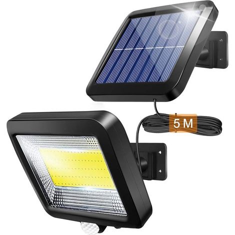 Lampe Solaire Extérieur avec Détecteur de Mouvements Infrarouge, 100COB Projecteur LED extérieur Avec Detecteur, Eclairage de Sécurité, 500LM étanche IP65, Pour Jardin, Entrepôt, Entrée-Fei Yu (1/5)