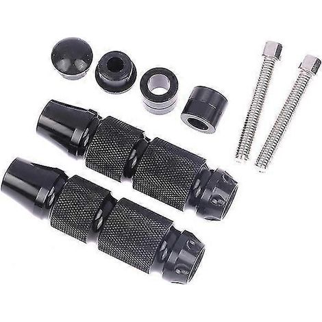 2 Stück Universal CNC Aluminium Motorrad-, Fahrrad- und ATV-Fußrasten – Schwarz (1/5)