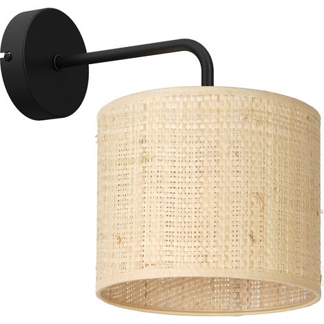 Applique murale noire mate rattan crème E27 Luminex