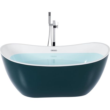 Bath Green with White Sanitary Acrylic Single 170 x 77 cm Freestanding Modern ANTIGUA