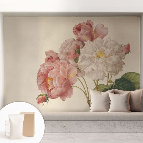 Papier peint intissé à motifs décoratifs pour salon chambre et bureau Décoration murale élégante avec colle Roses romantiques 208x146 cm (1/5)