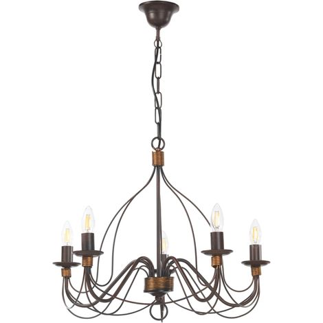 lampadario a 5 luci "fiamma" marrone, e14 (1/4)