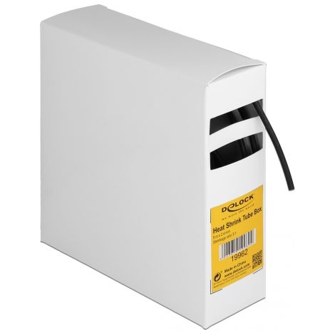 Delock Caja de tubos termorretrÃ¡ctiles, con adhesivo interior, relaciÃ³n de contracciÃ³n 3:1, 5 m x 2,4 mm negro