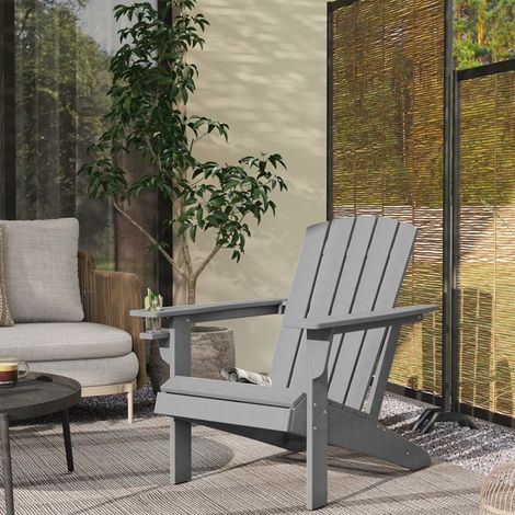 Chaise longue - Adirondack - Plastique recyclé - Porte-gobelet - Gris (1/5)