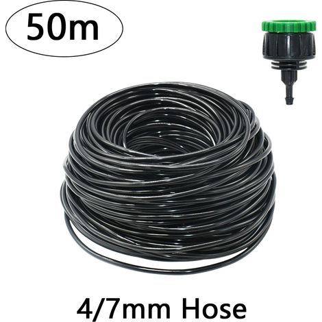 Tuyau d'arrosage en PVC (4I7 x 50 m) pour micro-irrigation, diamètres 1/4", 3/8" et 9 mm, pour système d'irrigation de jardin. (1/5)