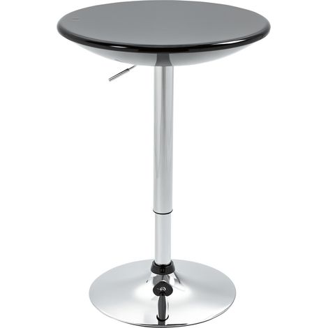Tavolo Rotondo da Bar con Piano Girevole, Altezza Regolabile con Leva a Gas e Base in Acciaio, Φ61x76-97cm, Nero
