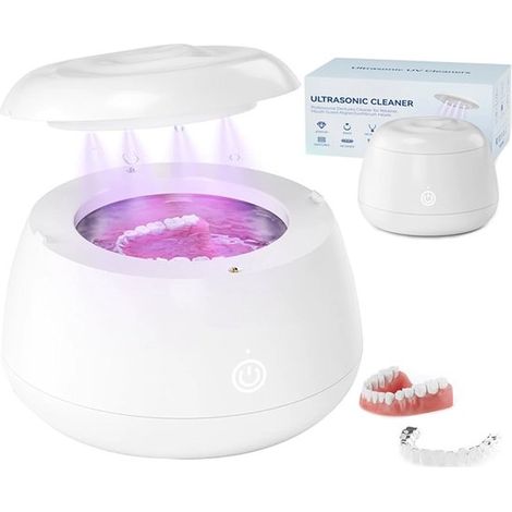 Limpiador ultrasónico de aparatos de ortodoncia, máquina de limpieza dental ultrasónica de 48 kHz, cápsula de limpieza para aplicaciones dentales, protectores bucales, aparatos de ortodoncia/joyas, 22 (1/5)