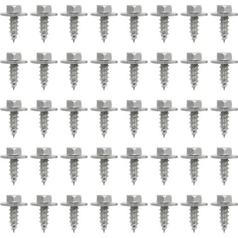 40 Pièces Vis Pour Ailes D'automobiles, Vis à Tôle Autotaraudeuse Tête Cruciforme Avec Rondelles Pour Fixation D'ailes De Voitures, Vis Autotaraudeuses Hexagonales Pour Carrosserie, Voiture (1/5)