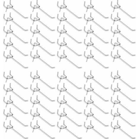 50 Pièces Crochets pour Panneau Perforé,Crochets pour étagères Murales pour Affichage Panneau Perforé Garage Magasin Outils Rangement Cintre Crochets pour étagères Murales (1/5)