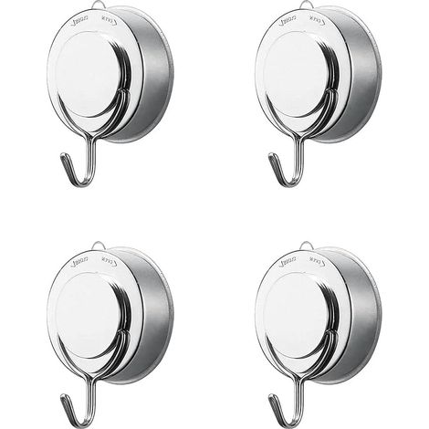 Crochet à ventouse robuste en acier inoxydable pour salle de bain, toilettes et cuisine (lot de 4) (1/5)