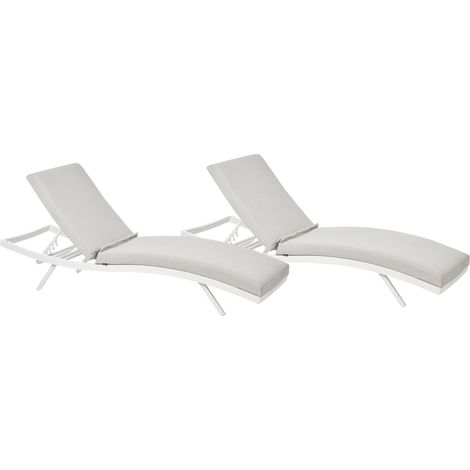 Gartenliege mit Auflage 2er Set AMELIA Metall Hellgrau (1/5)