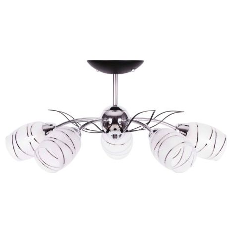 Lustre plafond métal XENA Kaja chrom/blanc 5xE14 Ø60cm