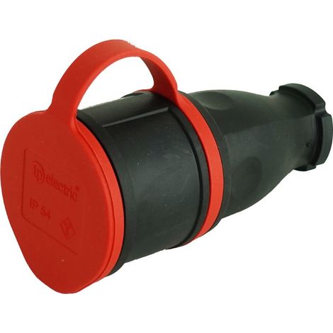 Tragbare gerade Gummisteckdose 16A 230V schwarz hermetisch Schuko (1/5)