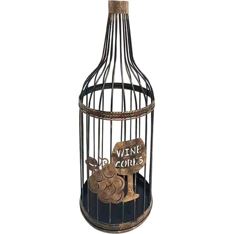 Panier De Rangement en Liège, Tonneau Décoratif en Liège, Support en Métal, Capacité De 60 Bouchons, pour Salle À Manger, Chambre À Coucher, Décoration Artisanale (1/5)
