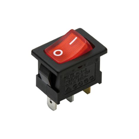 Bouton ON/OFF Rouge lumineux 250VAC 13x19mm Bipolaire 2NO 6A 90652