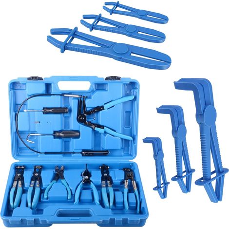 Lot de 9 pinces pour colliers de serrage et 6 pinces de serrage pour tuyau de voiture, pince à colliers de serrage, pince à collier, pince (bleu) (1/5)