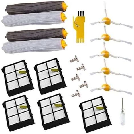 FENOPLASTICA Ersatzteile für iRobot Roomba 980 960 900 880 870 860 800 Saugroboter (5 Seitenbürsten, 5 Schrauben, 5 Filter, 2 verwicklungsfreie Schmutzextraktionssets) (1/5)