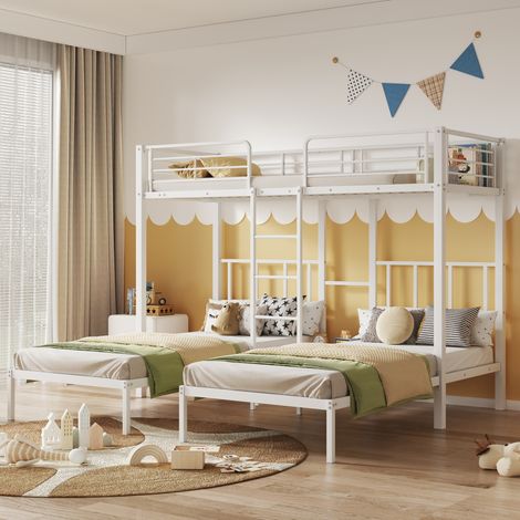 Letto a Castello 90x200 cm con Struttura in Metallo per Bambini e Adolescenti (1/5)