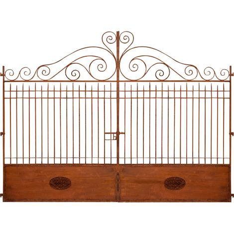 Outdoor iron gate 400x300x8 cm Wrought iron gate with antique finish Unique piece outdoor garden gate (1/5)