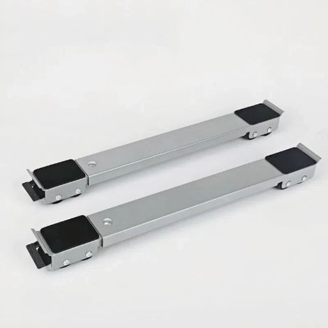 2 jeux - de roulettes Gris – Pour châssis de machine à laver, capacité de charge de 300 kg, 24 roulettes avec frein (45-70 cm) – de transport (1/4)
