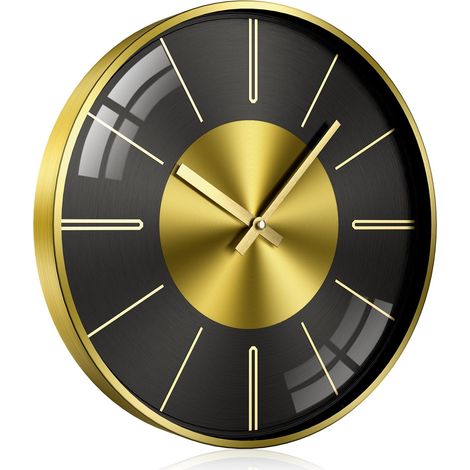 Horloge murale 30,48 cm, silencieuse, sans tic-tac, horloge ronde décorative, fonctionne avec piles, pour salon, chambre à coucher, cuisine, bureau, décoration d'intérieur, échelle noire (1/5)