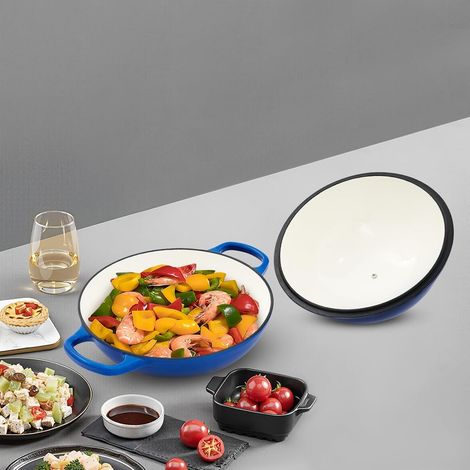 2.2L Enamelled Cast Iron Pot with Lid, Cast Iron Bread Pot, Non-stick Enameled Cast Iron Dutch Oven for Stewing, Braising, Baking Etc