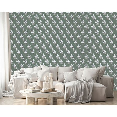 Wallarena Vliestapete Blätter Natur Minimalistisch für Wohnzimmer und Schlafzimmer, 10 m x 50 cm – inkl. Kleister & Anleitung (1/5)