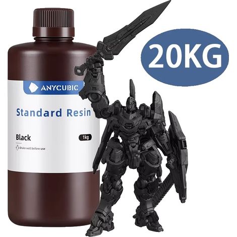 Resina para impresión 3D, alta precisión, curado rápido, 20 kg, color negro. (1/2)