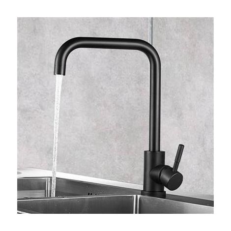 Black Kitchen Mixer Tap 7-Shaped Kitchen Faucet in 304 Brushed Steel Kitchen Mixer Tap 360 Rotatable with Removable Aerator Anti-limescale Kitchen Faucet (Black) (1/5)