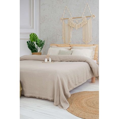 Manta de piqué manta de verano Pique 100% RECYCLED Beige (1/3)