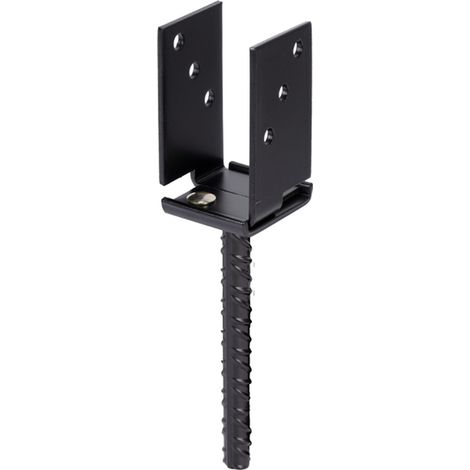 U-Pfostenträger 71x110x200x70xmm verzinkt, schwarz kunststoffbeschichtet zum Einbetonieren (1/3)