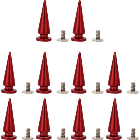 Lot de 10 rivets en cuivre de 10 x 26 mm avec vis pour la fabrication de sacs et chaussures en cuir (rouge) (1/5)