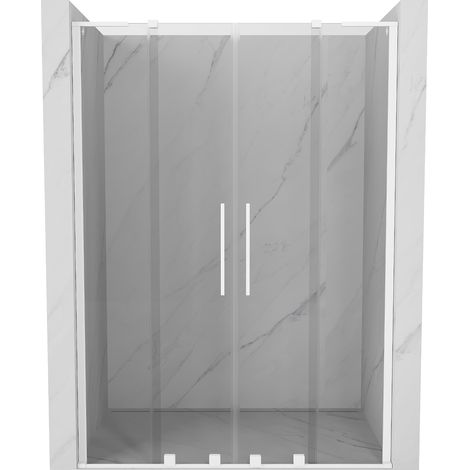 Mexen Velar L Duo Schiebetür Duschwand 140 cm, transparent, weiß - 871-140-003-02-20 (1/5)