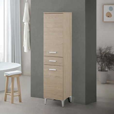 Colonna bagno a terra 35x153,5 cm rovere dolomite con 2 ante e cassetto Desya (1/5)