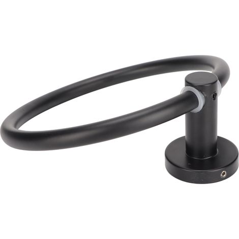 Anneau porte-serviettes rond moderne en aluminium spatial noir pour salle de bain, balcon et hôtel (1/5)