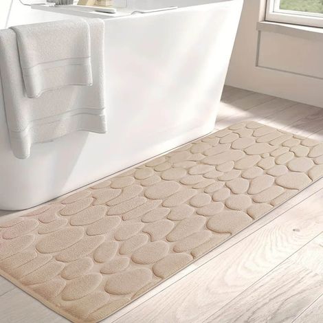 Tapis De Bain - 50 x 120 cm - En Polyester - Dos En PVC Anti-dérapant - Absorbant - Lavable En Machine - Épais Et Doux - Pour Salle De Bain (1/5)