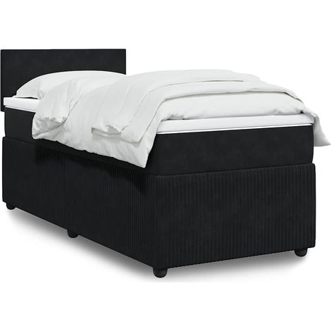 Cama box spring con colchón terciopelo negro 100x200 cm