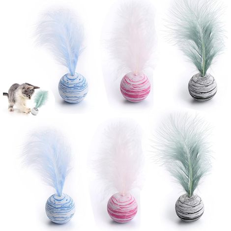 MINKUROW 6pcs Bola De Espuma Gato Bolas De Juguete Interactivas Para Gato Textura Gato Bolas Coloridas Con Campana Gato De Peluche Juguete De Pelota Gatito Entrenamiento Jugar Masticar Material Bola E (1/4)