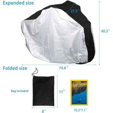 210D Housse de protection pour vélo de montagne 1,70.65 0,95m,Imperméable,Anti-UV,Avec sac de rangement,Convient pour les vélos (1/4)