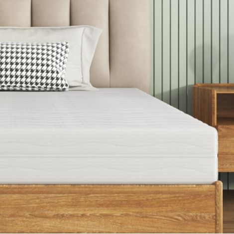 Matelas 140x200x16 cm blanc en mousse avec housse 3D respirante et confort équilibré (1/3)