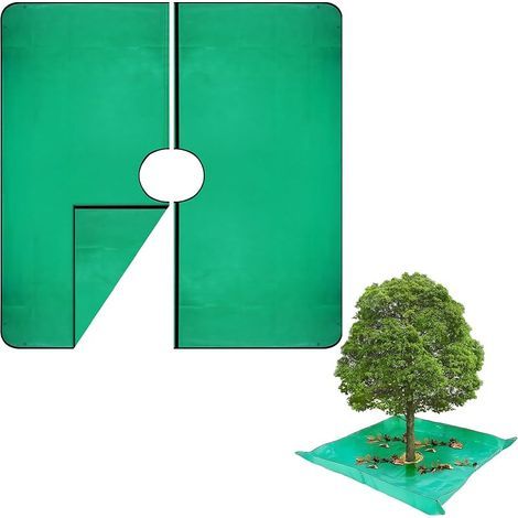 Bâche D'élagage Paysager 200 x 200 cm avec Trou de 12'', Imperméable pour L'élagage des Arbres, Tapis de Plantation avec Boucles d'angle pouvant Tenir Debout Autour des arbustes(Vert) (1/5)