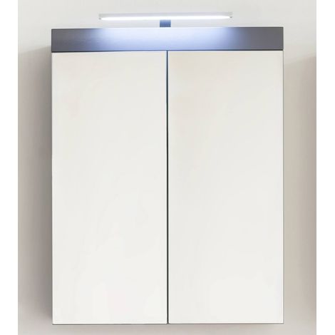 Spiegelschrank inkl. Beleuchtung ALTENA-19 in Grau Hochglanz, B/H/T: ca. 60/77/17 cm (1/5)