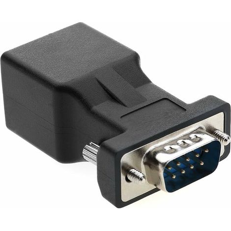 RJ45 auf RS232, DB9 9-poliger Stecker auf Buchse serielle Schnittstelle, RJ45 Cat5e/6 Ethernet/LAN-Adapter-Extender (Stecker)