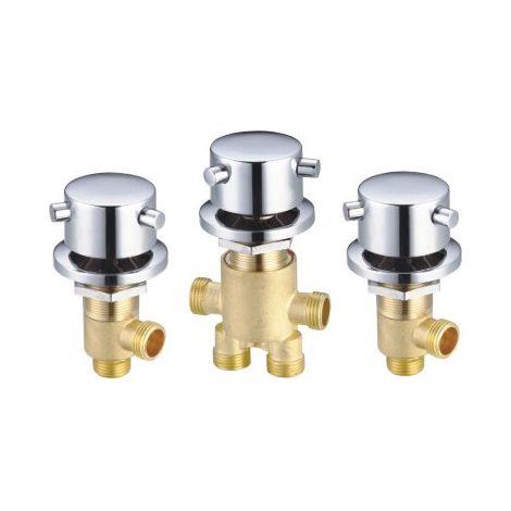 SY-1007 Set rubinetto per vasca da bagno triangolare interamente in rame per rubinetto doccia con interruttore per acqua calda e fredda, cinque cilindri, 3 pezzi nel set (1/3)