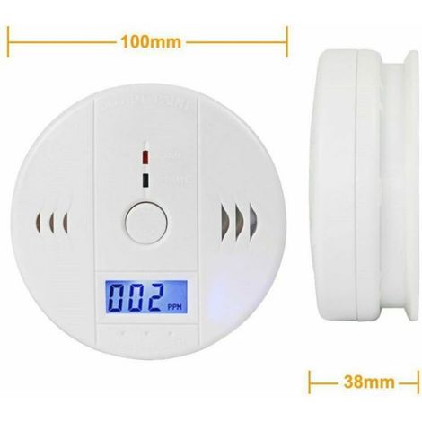 Détecteur de monoxyde de carbone - Nosheir - Pack de 2 - écran LCD - Alarme 85 dB - Bouton test/réinitialisation (1/4)