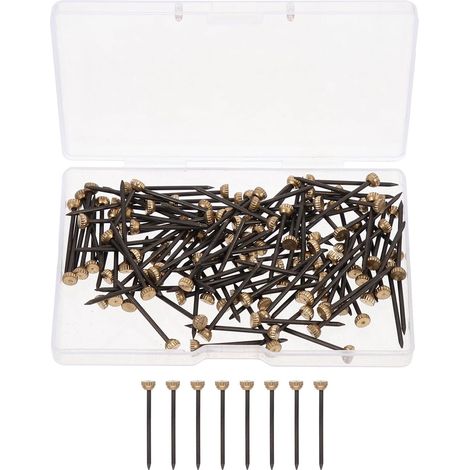 120 Pièces Lot de Clous à Tête Cuivre pour Accroche Murale Kit Ongles Rond pour Cadres Photos Suspension Facile pour Murs de Maison Bureau et Galerie avec Boîte de Rangement (1/5)