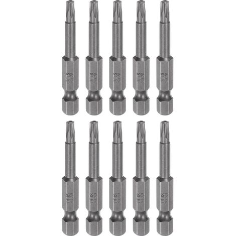 10Pièces Embout de Tournevis à Tête Étoile Ts20 à 5 Points, Tige Hexagonale de 1/4", Longueur de 2", Aimanté, pour Vis à Tête Torx de Sécurité, Outil Électrique (1/5)