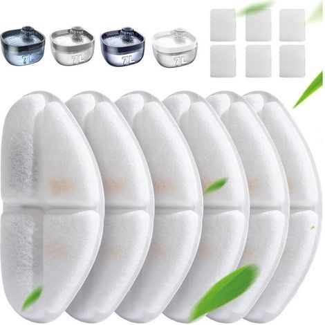x Activated Carbon Filters + 6 x Sponges for Water Pump, Compatible with 7L Fountain for Dogs and Cats (FN-W05) Individually Packaged (1/5)