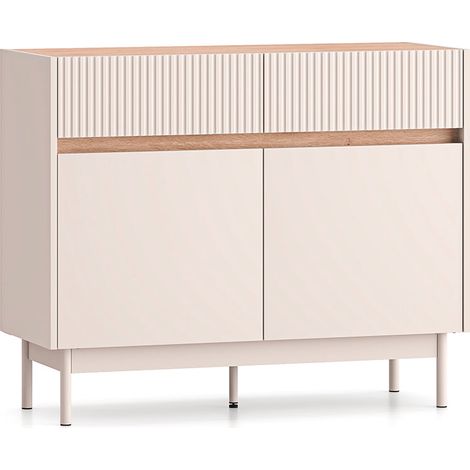 Credenza a 2 ante e 2 cassetti Connie cachemire e legno (1/5)