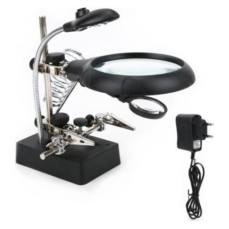 Lente d'ingrandimento da tavolo multi-ingrandimento, lampada a LED, supporto ausiliario, strumento di lettura multifunzionale, spina 100-240V. (1/5)